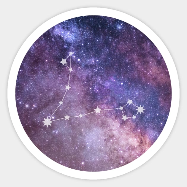 Pisces Sign in the Dark Pink Starry Night Sky Sticker by BloomingDiaries